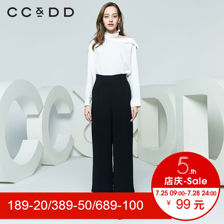 CCDD2018秋装新品专柜正品气质时尚露肩薄款长袖衬衫女套头上衣商品大图