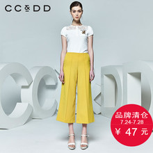 CCDD夏装新品专柜正品时尚淑女蕾丝拼接圆领绣花短袖t恤白色图片