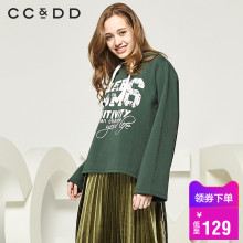 CCDD2018秋装新品专柜正品字母印花套头衫系带运动宽松时尚卫衣图片
