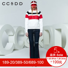 CCDD2018春装新品专柜正品时尚休闲拼色连帽卫衣女针织休闲上衣潮图片