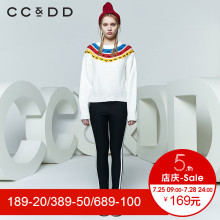 CCDD2018春装新品专柜正品韩版学生彩色领肩拼接套头针织衫女毛衫图片