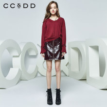 CCDD2018秋装新品专柜正品时尚宽松舒适纯色套头圆领衫女长袖上衣图片