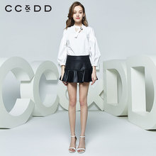 CCDD2018秋装新品专柜正品时尚宽松纯色套头长袖衬衫女薄款上衣图片