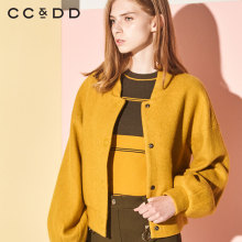 CCDD2018冬装新品专柜正品宽松时尚短款棒球领气质毛呢短外套女图片