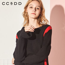 CCDD2018冬装新品专柜正品时尚圆领直筒宽松口套头气质毛针织衫图片