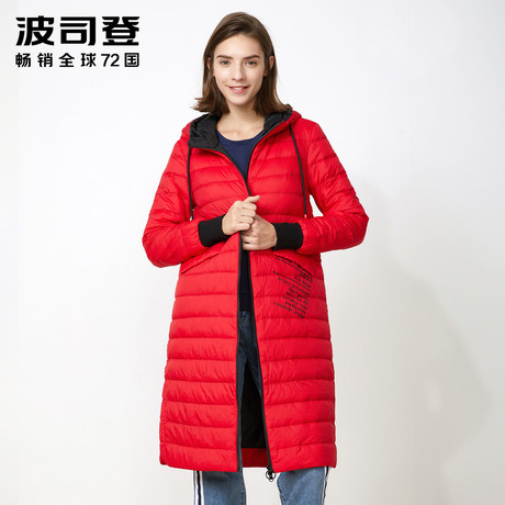 波司登迪士尼米奇系列运动时尚休闲连帽羽绒服女加长B70132110VD商品大图