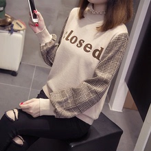 秋季女装2018新款韩版半高领套头毛衣外套女宽松针织衫假两件上衣图片