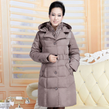 鑫银雪人加厚中老年羽绒服女款中长大码妈妈装羽绒服过膝外套冬装图片