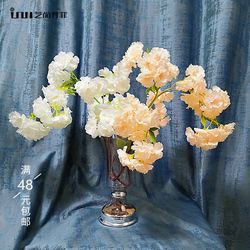 仿真樱花枝樱花树白色粉色红色蓝色大枝绢花婚庆布置景观落地花艺