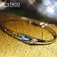 T400星座水晶手链女纯银韩版 简约个性 银手镯学生情侣生日礼物女友