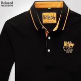 保罗polo衫男翻领长袖T恤纯棉春季商务休闲大码宽松带领体恤正品