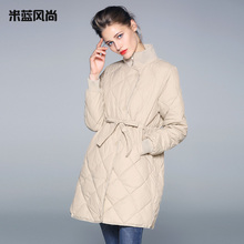 米蓝风尚冬季羽绒服女2018新款中长款修身显瘦白鸭绒外套时尚女装图片