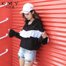 卡玛娅港味秋装新款韩版宽松个性长袖卫衣女学生连帽休闲拼接上衣图片