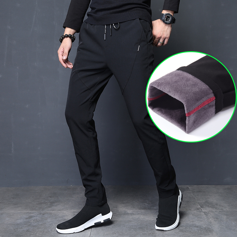 Men's plush pants, casual pants, extra thick sports autumn and winter style Korean trendy winter pants, men's winter pants