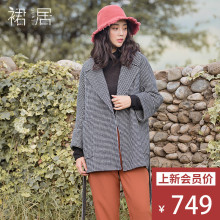 裙居格子毛呢外套女秋冬新款2018短款风衣小个子纯羊毛呢子大衣女图片