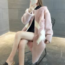 2018秋冬新款海宁皮草羊剪绒大衣女羊羔毛中长款女装外套韩版图片