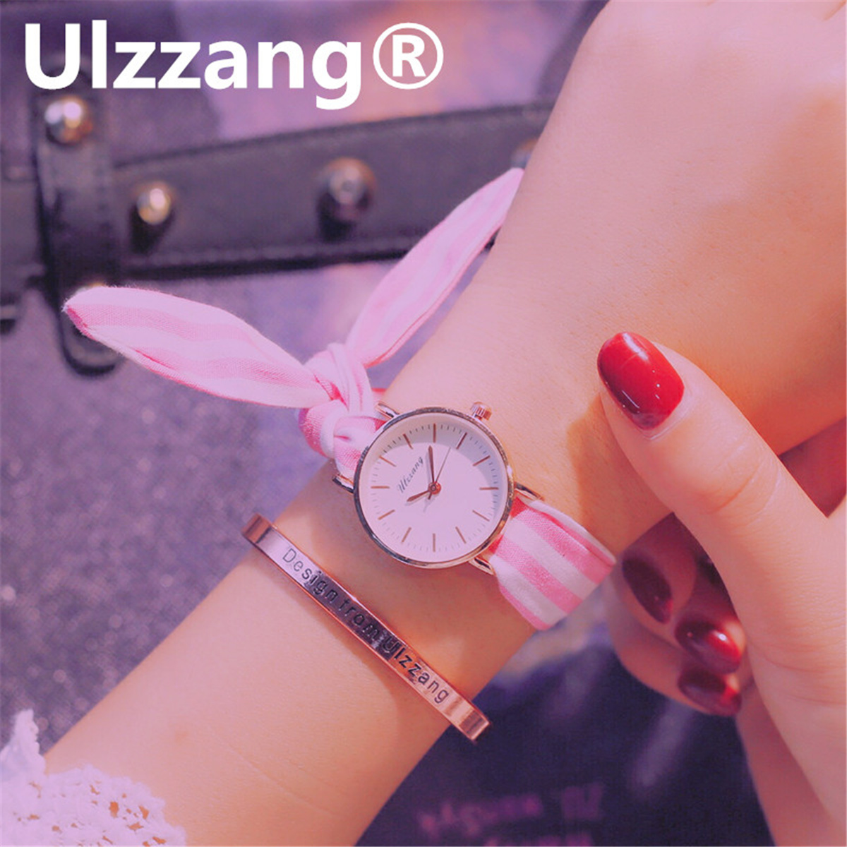 森系条纹布带绑带腕表 ulzzang 系带手表女韩版简约小清新学生潮流 森系条纹布带绑带腕表 ulzzang 系带手表女韩版简约小清新学生潮流