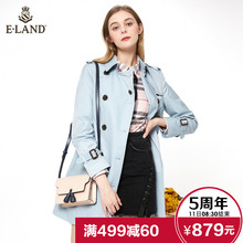 ELAND衣恋春季女装学院风双排扣中长款风衣外套女EEJT81151M图片
