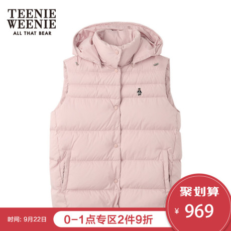 TeenieWeenie小熊2018秋冬新款女装无袖纯色连帽韩版加厚羽绒服商品大图
