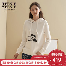 Teenie Weenie小熊2018秋冬新款韩版女装连帽长袖印花套头卫衣bf图片