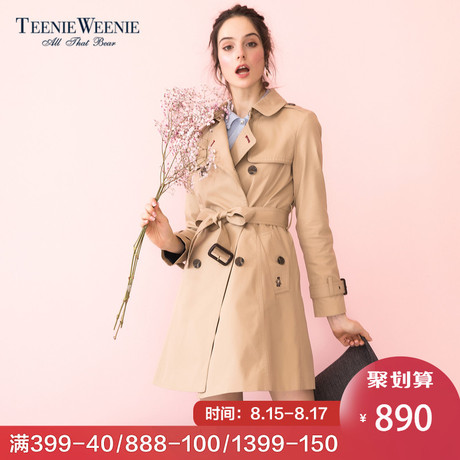 Teenie Weenie小熊2018春装新款女装中长款风衣外套TTJT81204A商品大图