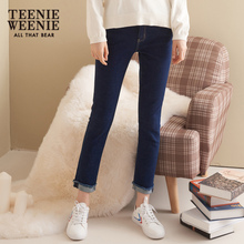 TeenieWeenie小熊2018冬新款女装韩版九分直筒裤牛仔裤图片