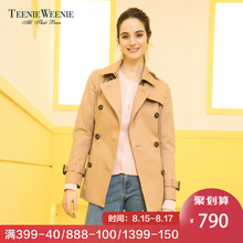Teenie Weenie小熊2018春装新款女装修身短款风衣外套TTJT81203K图片