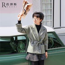 毛呢外套女短款2018新款秋冬韩版收腰学生九分袖女装小个子呢大衣图片