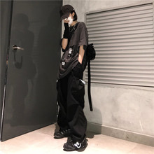 现货IZXZ工装3M反光机能高街暗黑嘻哈街舞抽绳束脚裤子男女情侣潮
