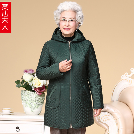 奶奶装冬季薄款加厚羽绒棉服60岁70中老年人女装妈妈冬装棉衣外套商品大图