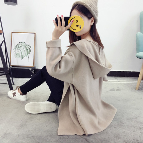 毛衣外套女中长款秋冬装2018新款韩版宽松冬季针织毛线开衫女装潮商品大图