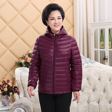 中老年羽绒服女短款清仓婆婆装加肥加大时尚妈妈装秋冬款宽松轻薄图片