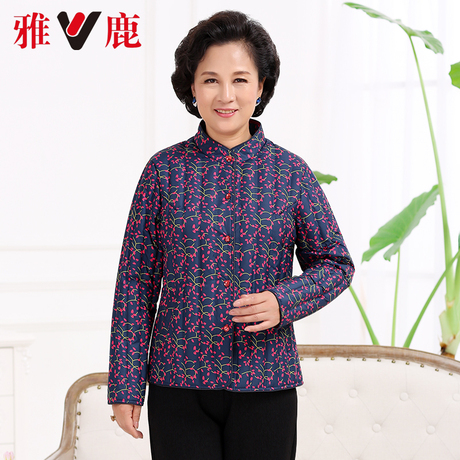 yaloo/雅鹿中老年女装羽绒服上衣女中年妈妈装秋冬内外穿棉衣棉服商品大图