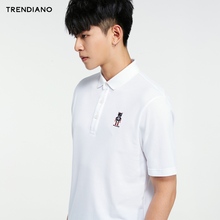 TRENDIANO新2018男装夏装休闲棉质刺绣字母短袖POLO衫3GC202783P