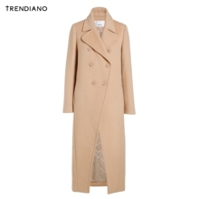 TRENDIANO女装冬装英伦纯色长款羊毛呢外套大衣WHC4341550图片
