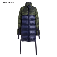 TRENDIANO女装冬装潮拼色拼接中长款羽绒服外套WHC4333200图片