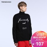 TRENDIANO新男装秋装潮流休闲字母拼色圆领套头针织衫3HC303505P