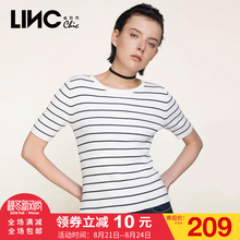 金羽杰2017秋装新款五分袖条纹短袖针织衫女套头韩版7372111图片
