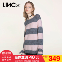 金羽杰LINC2017秋季新款条纹套头毛衣 时尚绑带宽松针织衫7372129图片