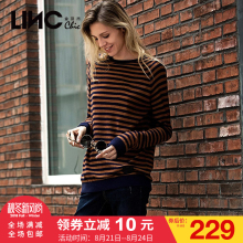 金羽杰2017秋装新款撞色猫头条纹长袖针织衫女套头韩版7382105图片