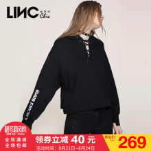 金羽杰LINC2017秋装新款时尚抽绳连帽长袖卫衣女套头宽松7361508图片