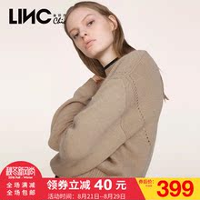 金羽杰LINC2017秋季新款镂空钩花套头毛衣女长袖宽松毛衫7372138图片