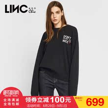 金羽杰2018秋装新款立体字母刺绣落肩针织套头毛衣女宽松8331143图片