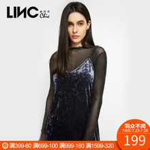 LINC金羽杰2018秋装新款亮丝性感透视长袖T恤女小衫打底衫8321306图片