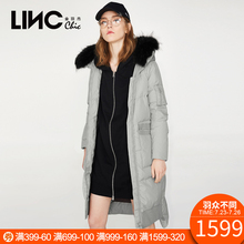 LINC金羽杰2017冬季新品大毛领直筒羽绒服女中长款加厚7461021图片