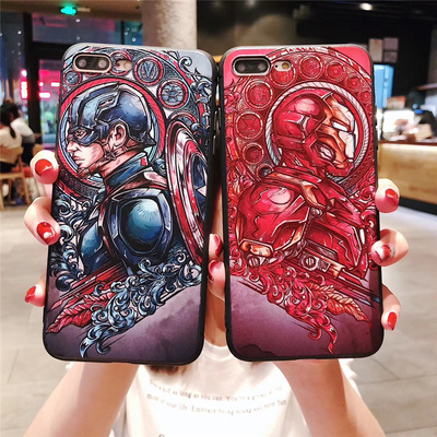 苹果8x硅胶手机壳iphone7plus复仇者联盟i6sp漫威美国队长钢铁侠iPhone6s个性全包保护套8P潮男
