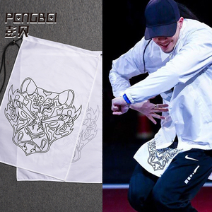 KINJAZ忍者何展成同款裤子虎头腰帘方巾腰果花腰巾街舞团队定制