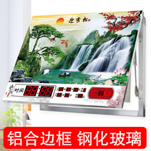 饰画可推拉带钟表客厅液压配电箱闸开关盒挂画 遮挡万年历电表箱装