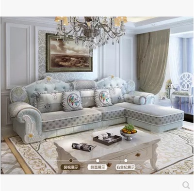 欧式布艺沙发组合客厅转角奢华实木L型可拆洗小户型整装简欧沙发是什么档次