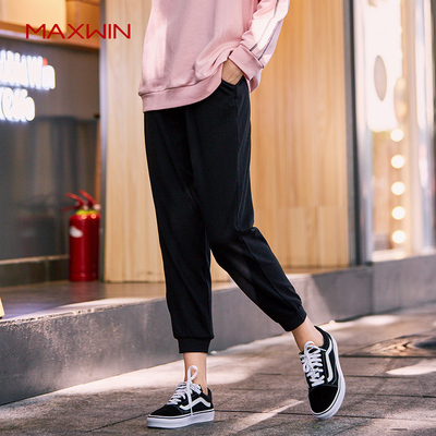 MAXWIN马威秋季女裤2018新款休闲小脚裤运动束脚裤长裤女潮宽松